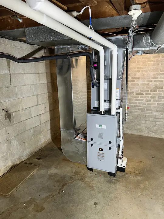 A new furnace installed in a basement